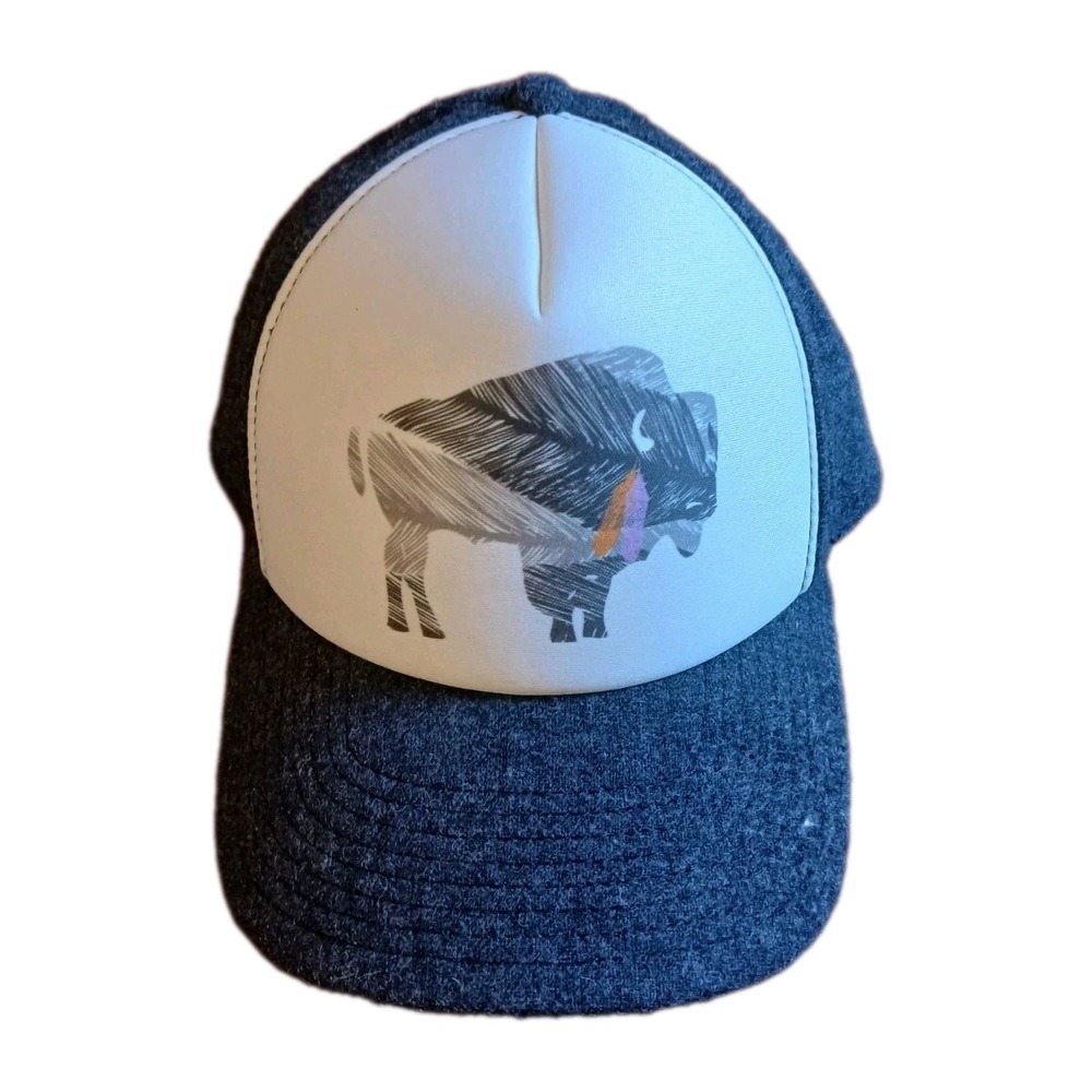 PISTIL BUFFALO‎ BISON hat gray/ white adjustable snapback cap Wool blend #1611
